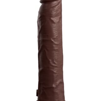 King Cock Elite 9" Vibrating Silicone Dual Density Cock with Remote - Chocolate