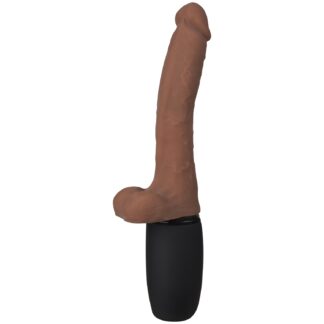 King Penis Plus Thrusting Penis with Balls 12 inches Brown - Brown