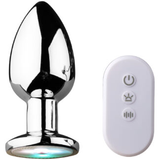 Kiotos Vibrating Aluminum LED Buttplug - Silver