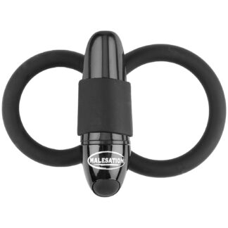 Malesation Double Cock Ring with Vibrator - Black