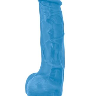 Neo - 7.5" Dual Density Cock with Balls - Neon Blue