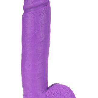 Neo Elite - 10" Silicone Dual Density Cock with Balls - Neon Purple