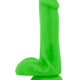 Neo Elite - 6" Silicone Dual Density Dildo with Balls - Neon Green