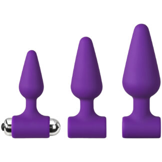baseks Beginner Vibrating Butt Plug Set - Purple