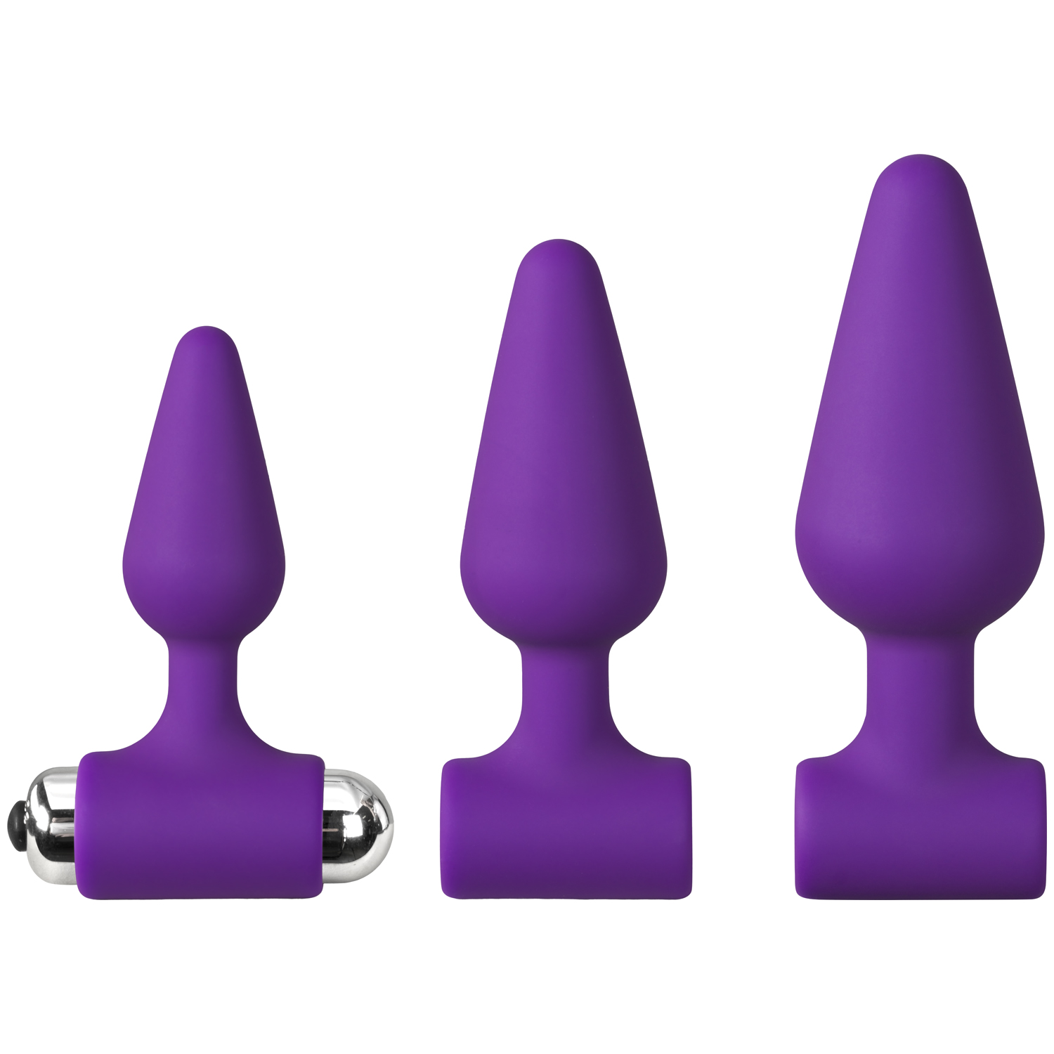 baseks Beginner Vibrating Butt Plug Set - Purple