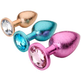 baseks Metal Flake Jewel Butt Plug Set - Mixed colours
