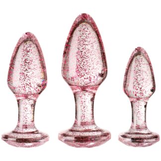 baseks Pink Glitter Butt Plug Set - Pink