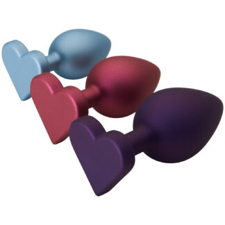 baseks Shimmering Heartshaped Butt Plug Set - Purple