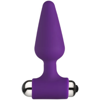 baseks Vibrating Medium Butt Plug - Purple
