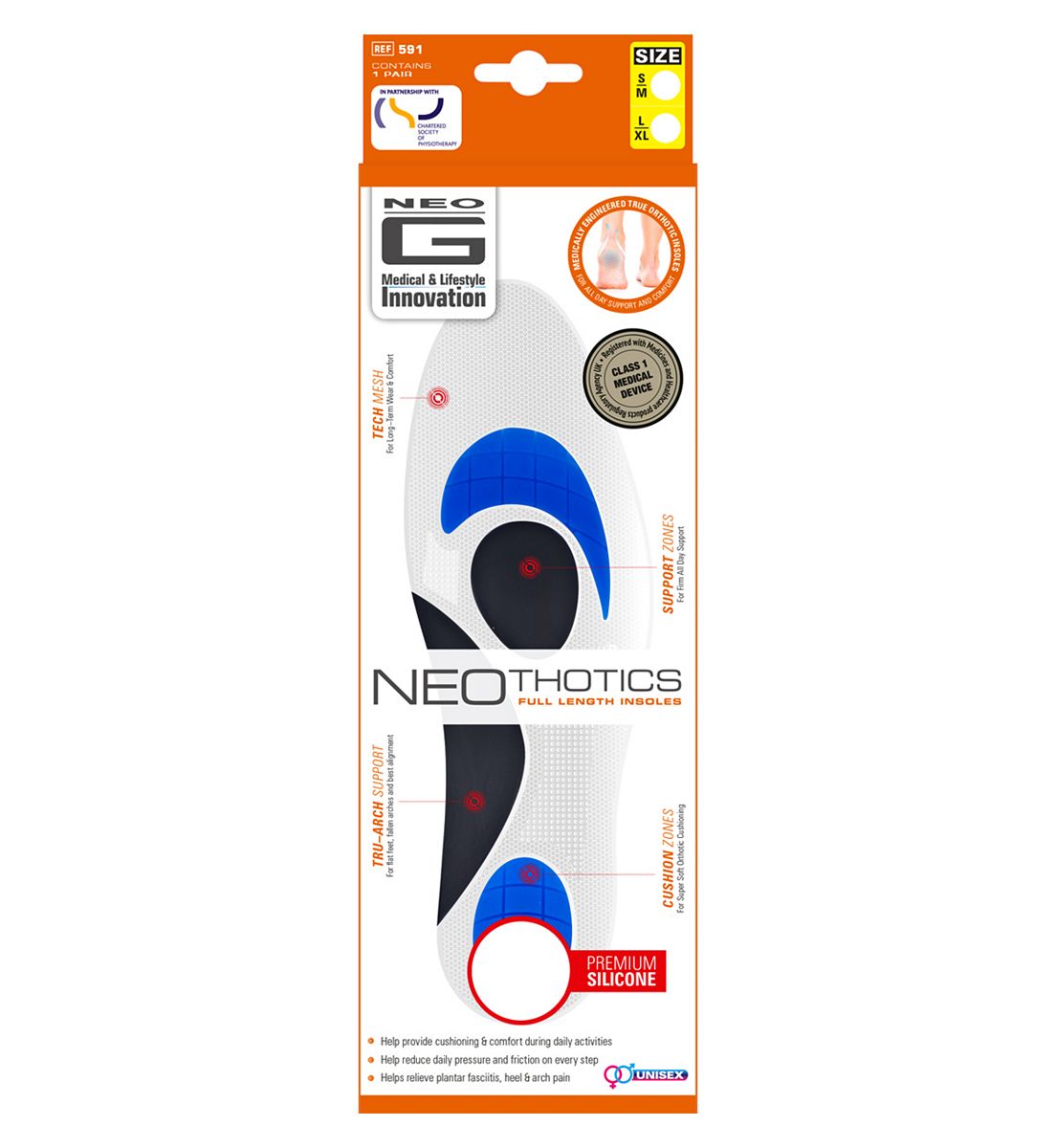 Neo G Neothotics Full Length Insoles Small - 1 Pair
