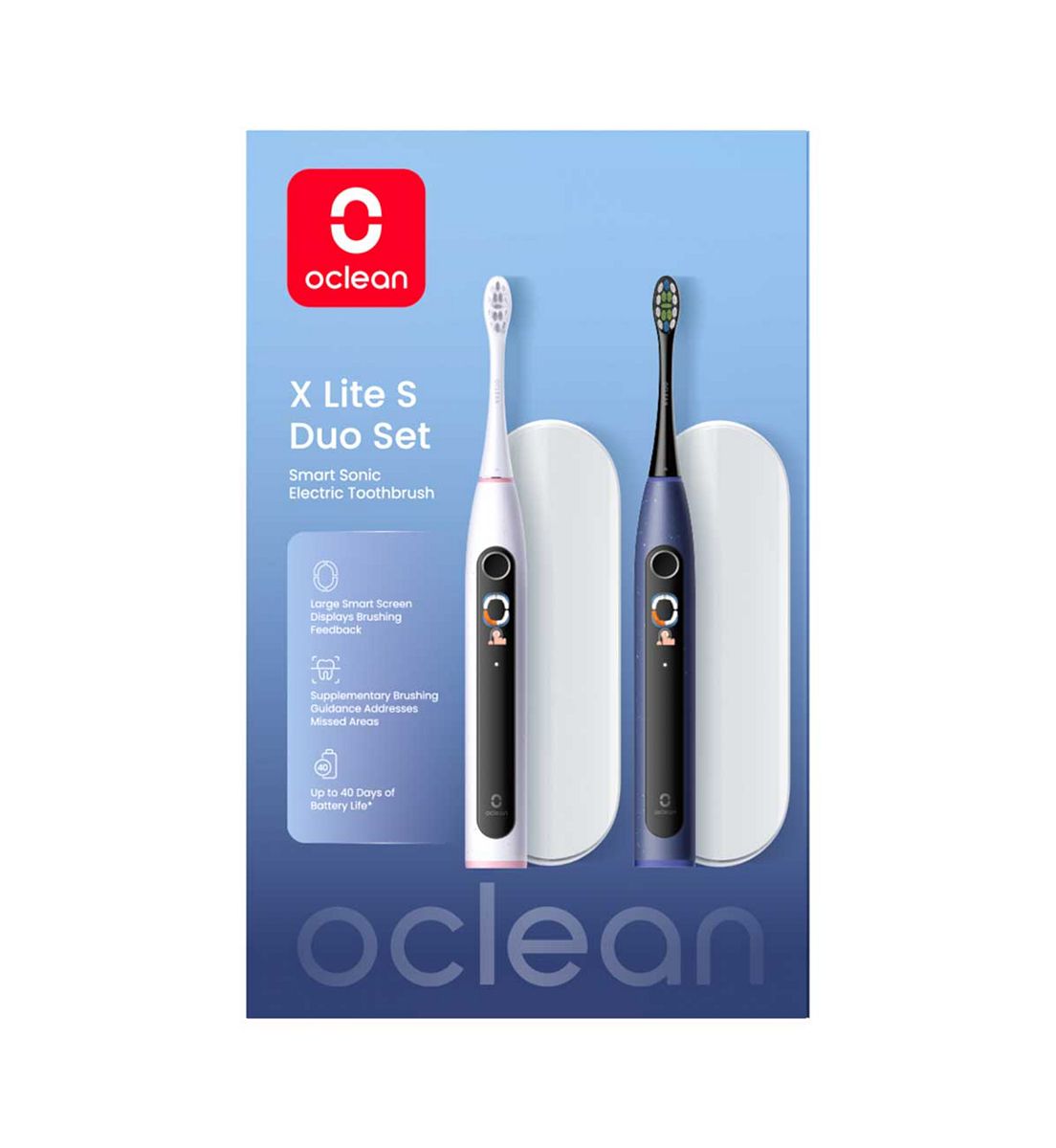 Oclean X Lite Smart Sonic Electric Toothbrush Blue And Grey Duo Set
