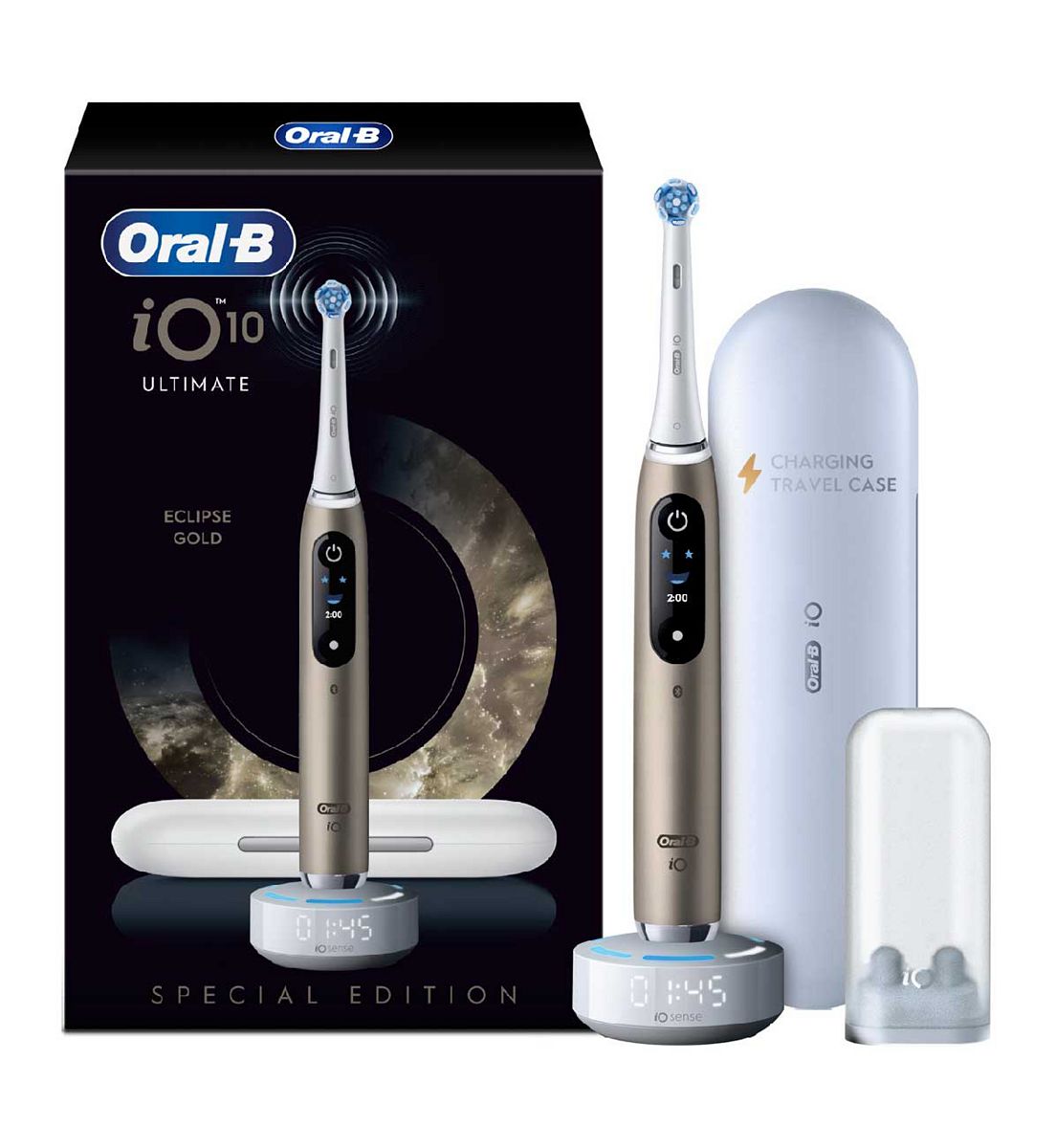 Oral B Oral-B Io10 Electric Toothbrush Eclipse Gold, 1 Brush Head, Charging Travel Case, Refill Holder