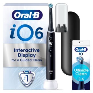 Oral B Oral-B Io6 Black Lava Electric Toothbrush + Io Ultimate Clean Heads 4 Pack Bundle