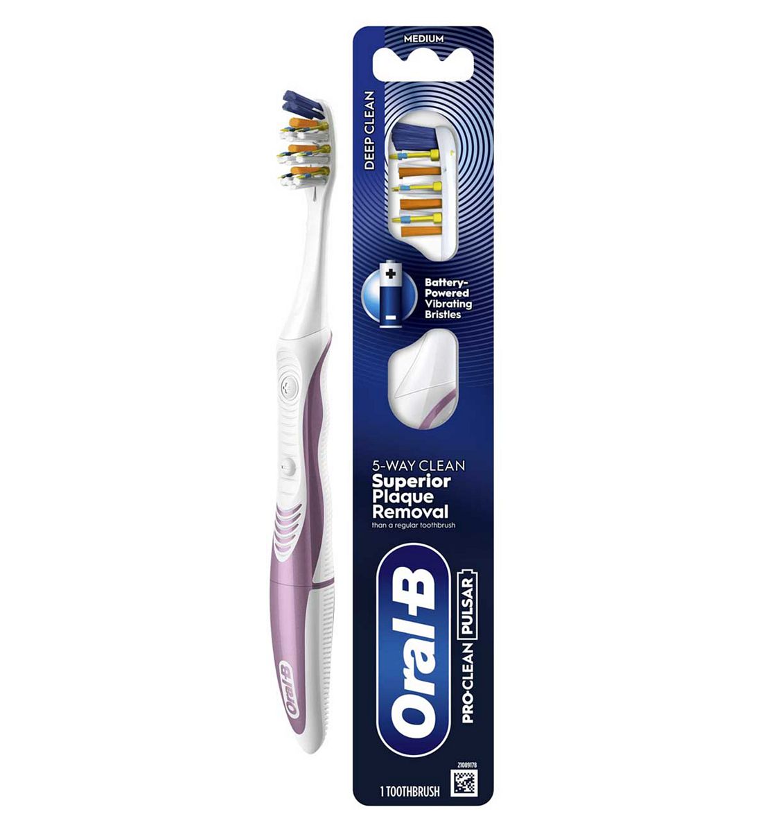 Oral B Oral-B Pro-Clean Pulsar Battery-Powered Toothbrush - Superior 5-Way Plaque Removal, Medium, 1