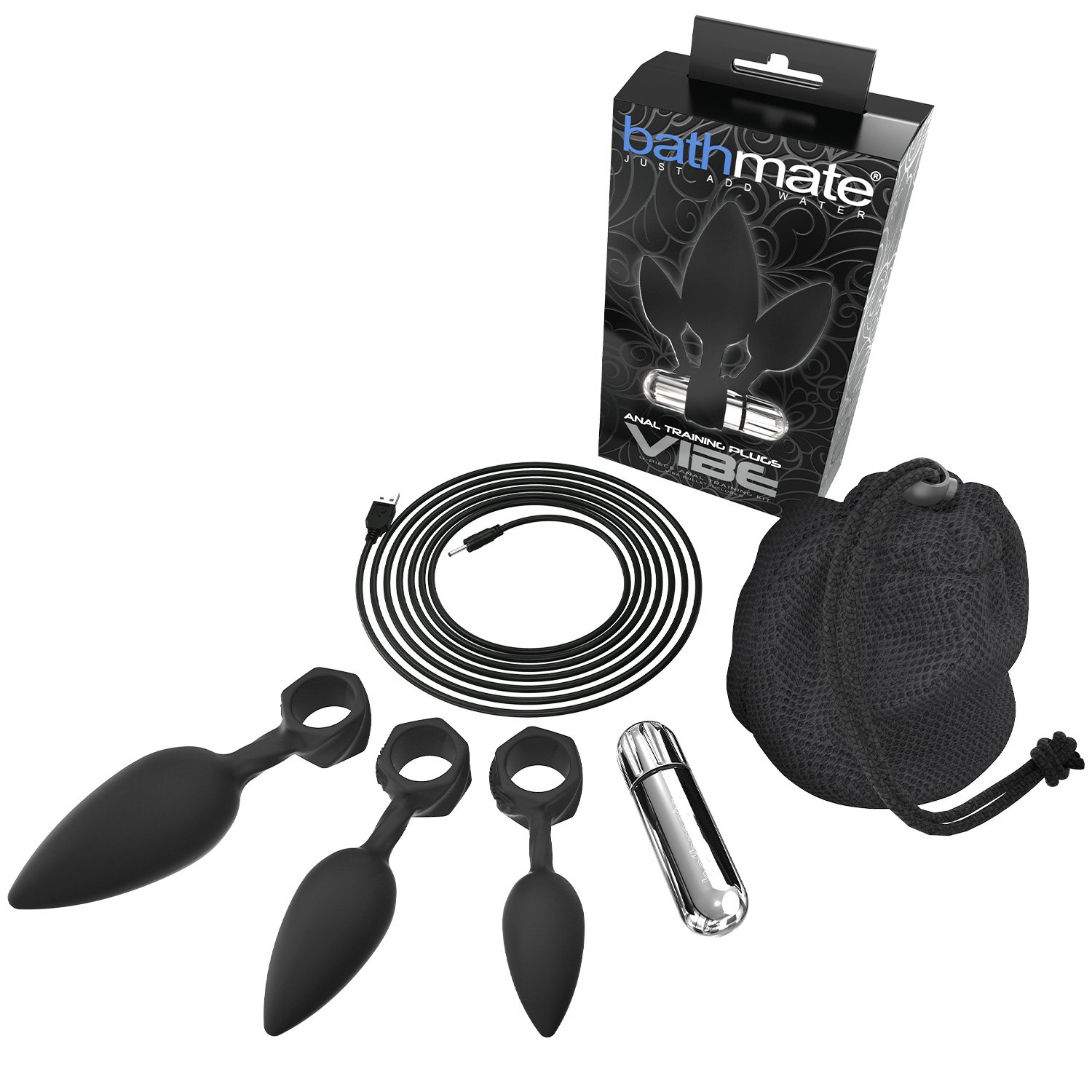 Bathmate Vibrating Anal Training Plug Set - Black