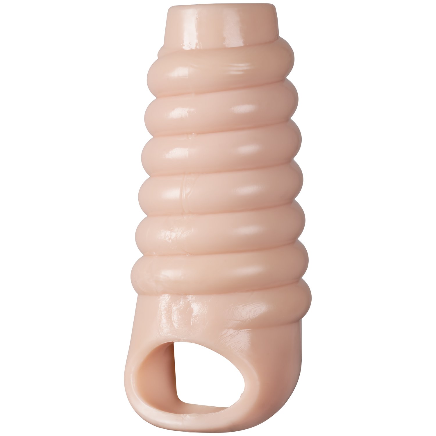 Size Matters Ribbed Penis Sleeve - Nude