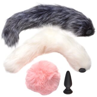 Tailz Butt Plug with 3 Tail Attachments - Mixed colours