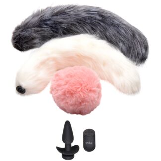 Tailz Snap On! Remote-controlled Butt Plug with 3 Tail Attachments - Mixed colours